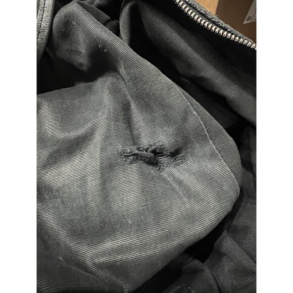 AllSaints Purse Bag Large Hobo Black Leather Textured Canvas Shoulder Crossbody - Picture 3 of 11